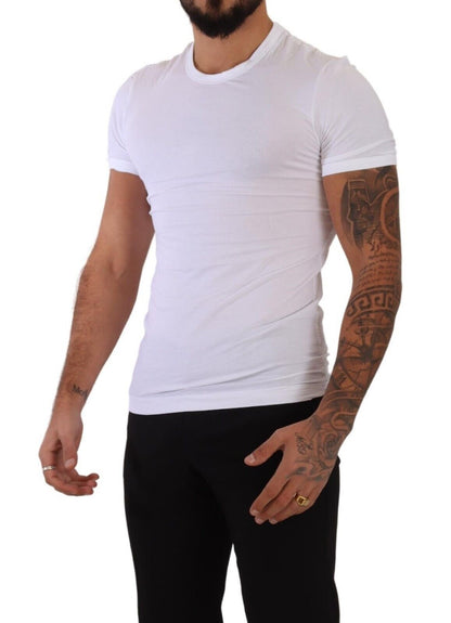 Dolce &amp; Gabbana Vit Rundhalsad Bomulls Stretchig T-shirt Underkläder