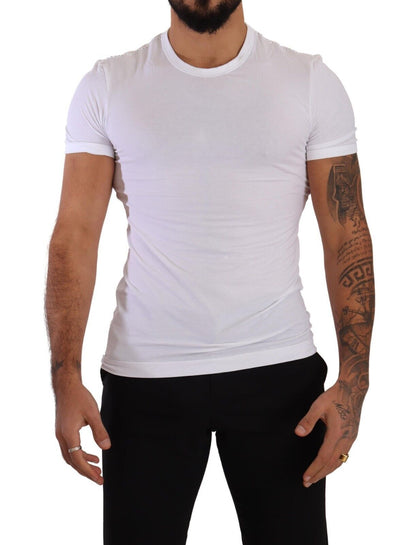 Dolce &amp; Gabbana Vit Rundhalsad Bomulls Stretchig T-shirt Underkläder