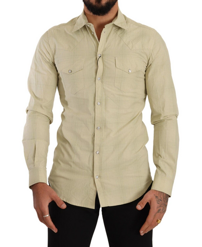 Dolce &amp; Gabbana Gul SICILIA Bomullsskjorta i Casual Slim Fit