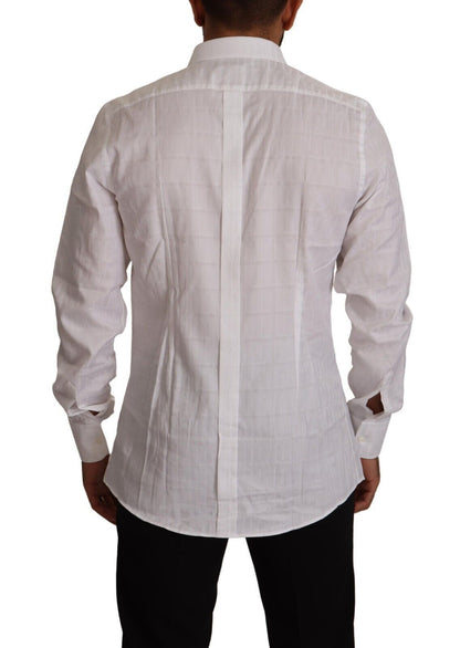 Dolce &amp; Gabbana Vit Guld Bomull Slim Fit Formell Skjorta