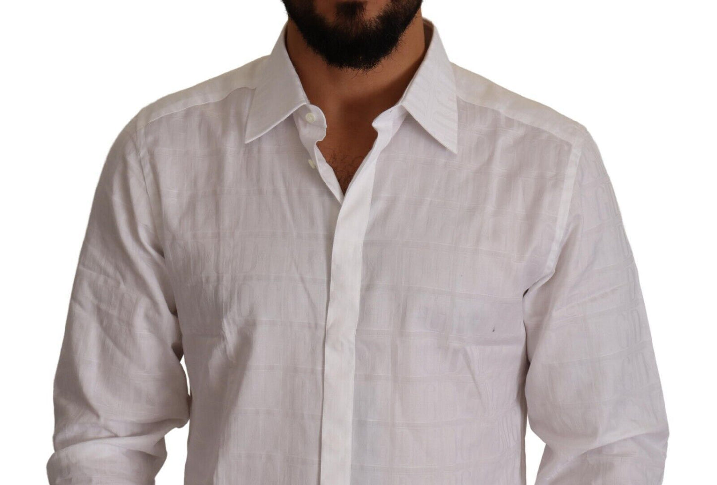Dolce &amp; Gabbana Vit Guld Bomull Slim Fit Formell Skjorta