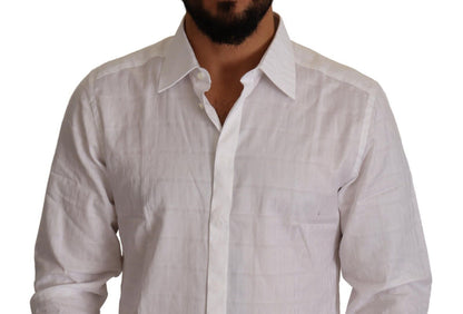Dolce &amp; Gabbana Vit Guld Bomull Slim Fit Formell Skjorta