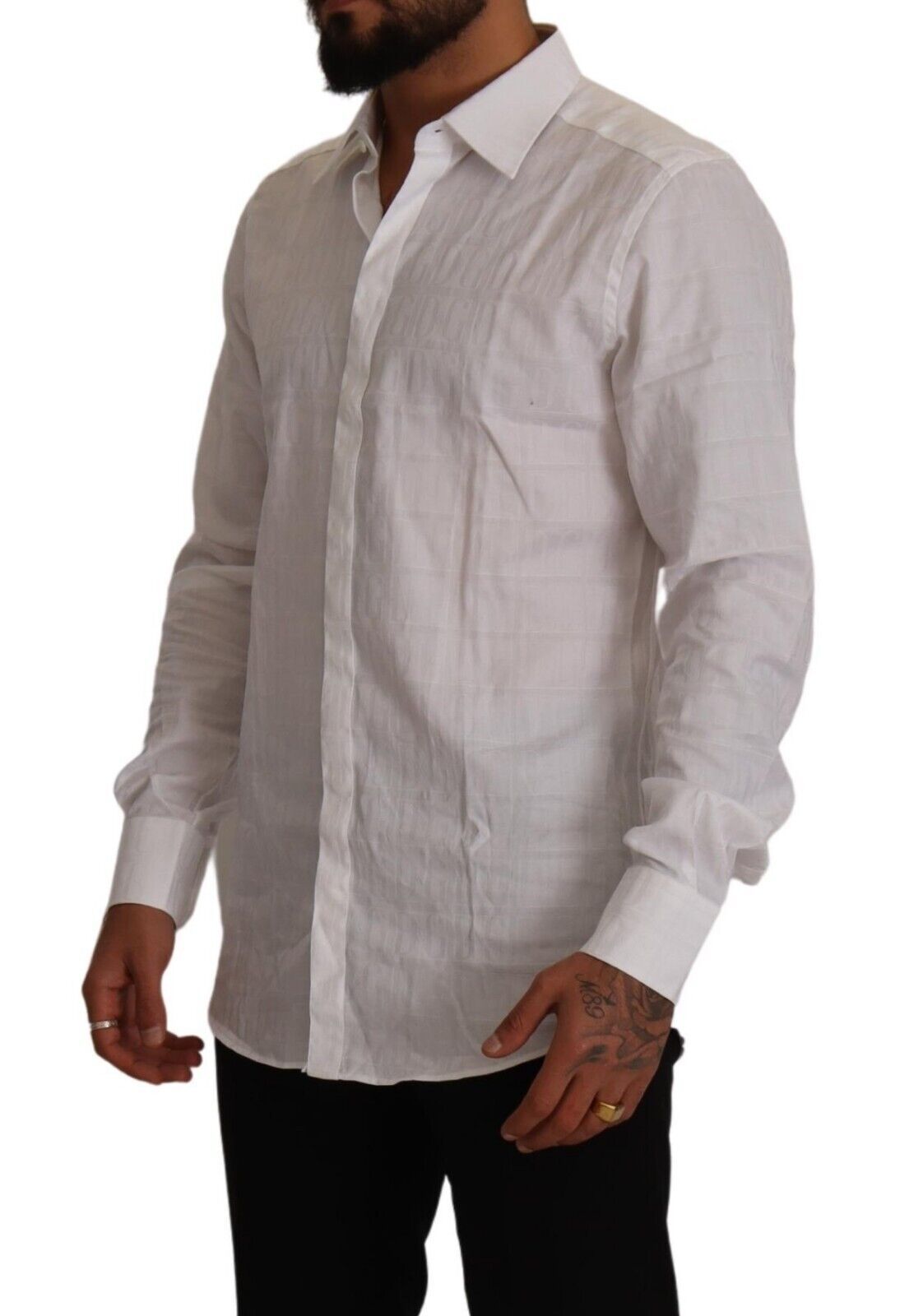 Dolce &amp; Gabbana Vit Guld Bomull Slim Fit Formell Skjorta