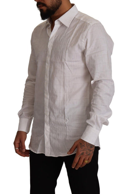 Dolce &amp; Gabbana Vit Guld Bomull Slim Fit Formell Skjorta