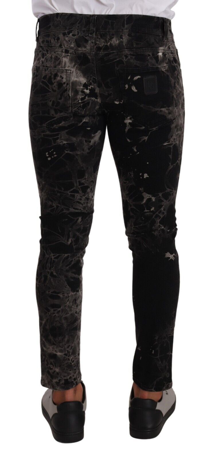 Dolce &amp; Gabbana svarta mönstrade skinny slim fit jeans