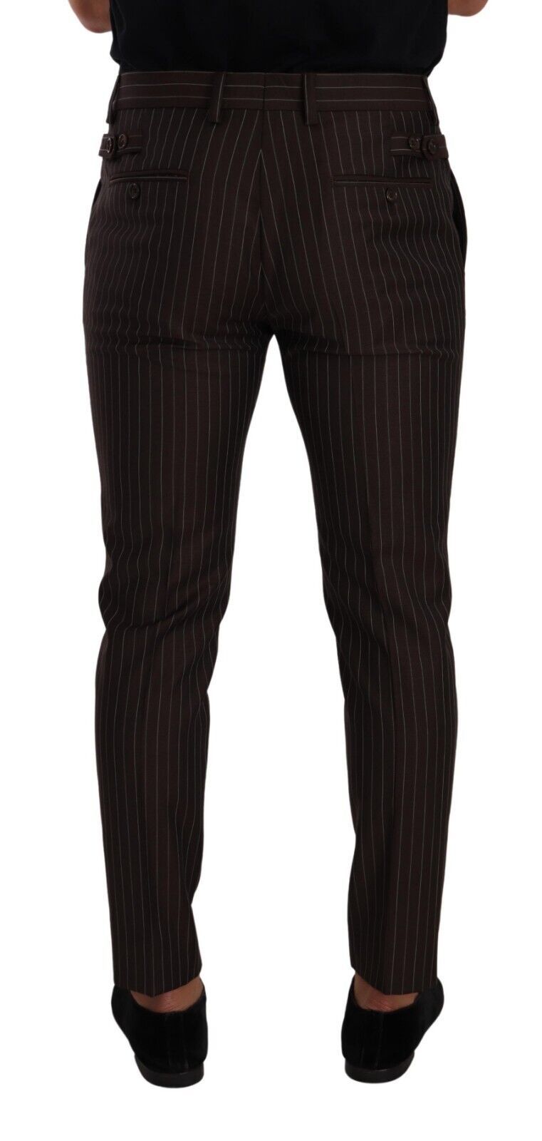 Dolce &amp; Gabbana Brune Stripete Ull Formelle Bukser Dressbukser