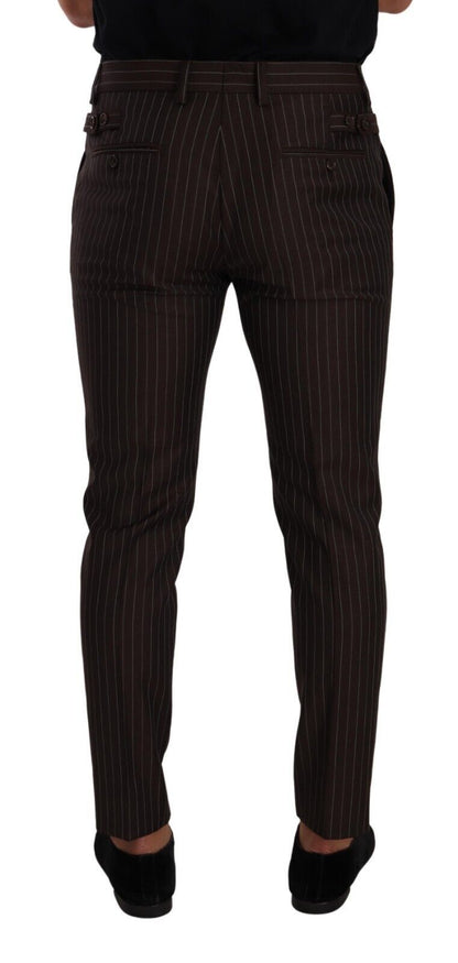 Dolce &amp; Gabbana Brune Stripete Ull Formelle Bukser Dressbukser