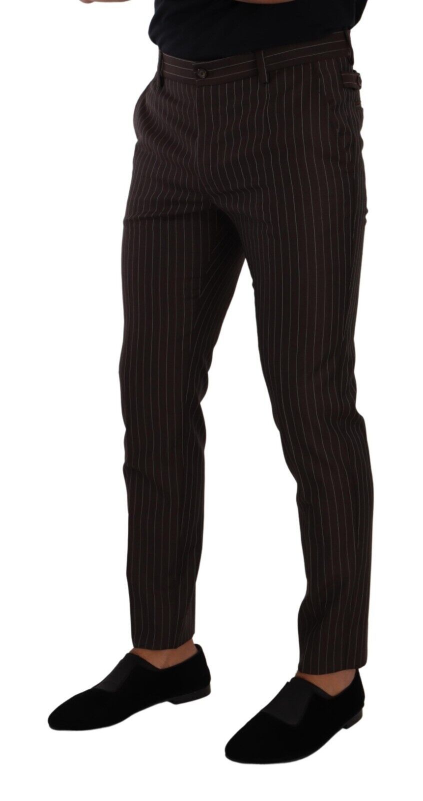 Dolce &amp; Gabbana Brune Stripete Ull Formelle Bukser Dressbukser