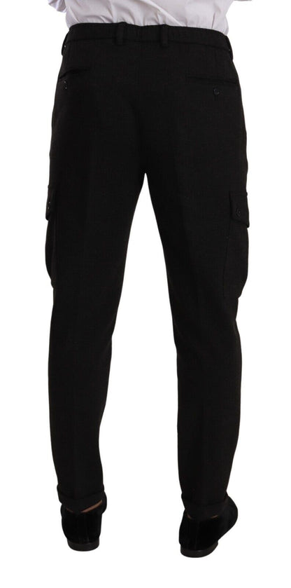 Dolce &amp; Gabbana Svarta Viskos Cargo Skinny Herrbyxor
