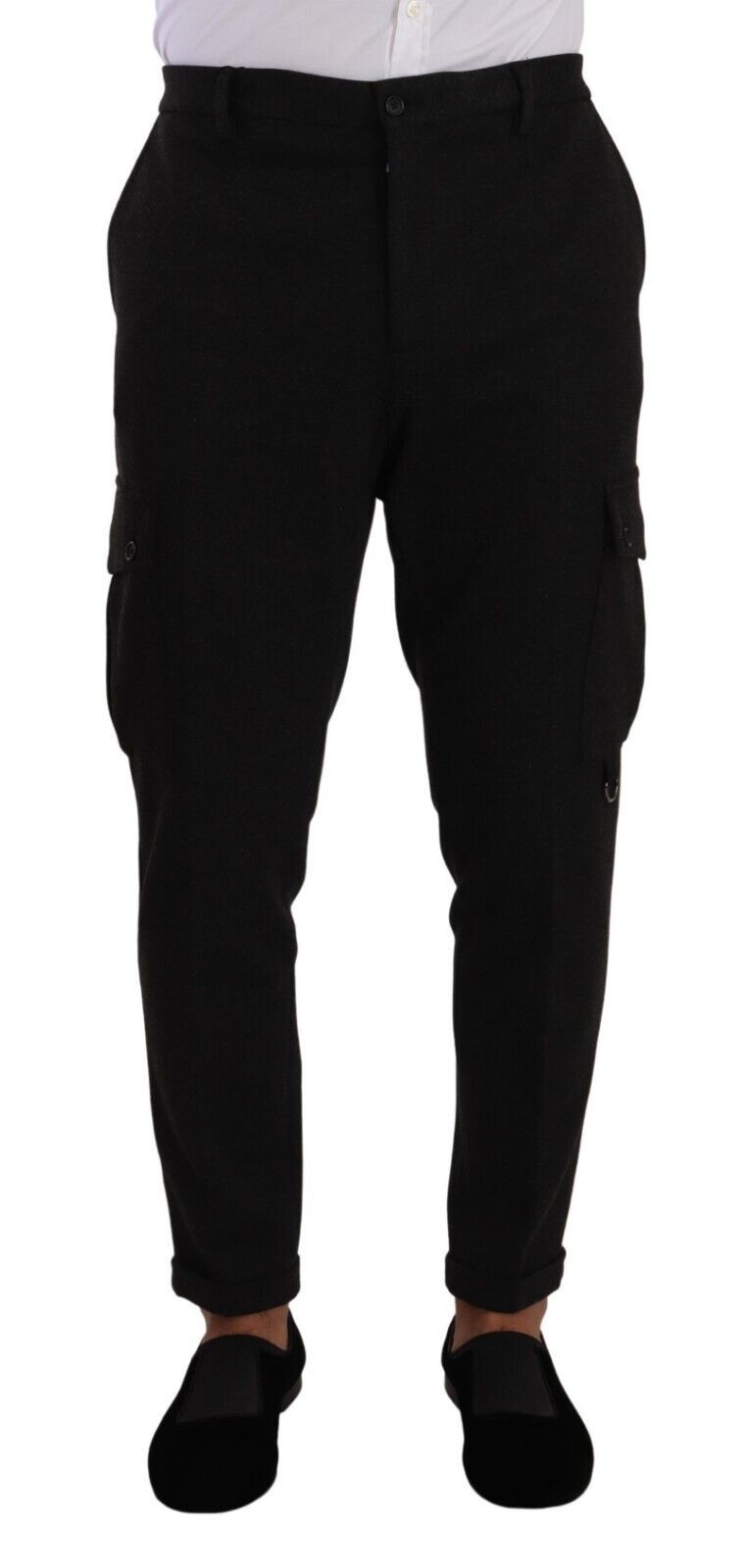 Dolce &amp; Gabbana Svarta Viskos Cargo Skinny Herrbyxor