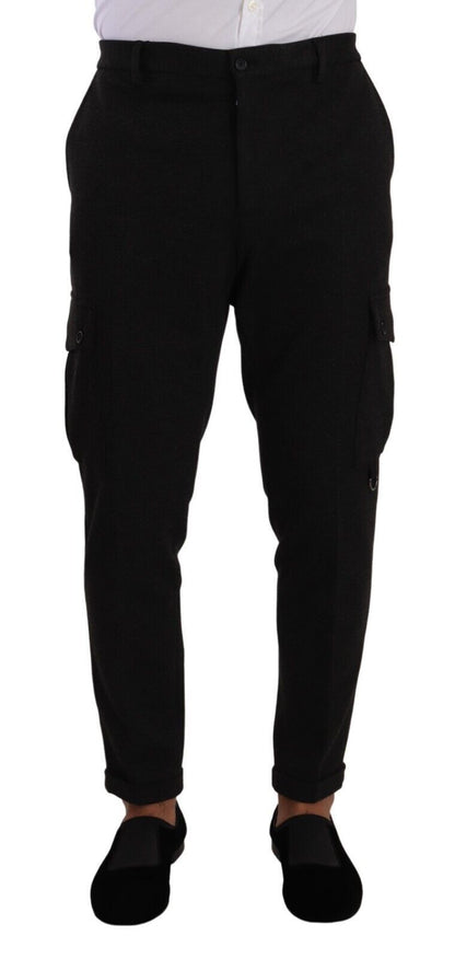 Dolce &amp; Gabbana Svarta Viskos Cargo Skinny Herrbyxor
