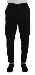 Dolce & Gabbana Black Viscose Cargo Skinny Men Trouser Pants