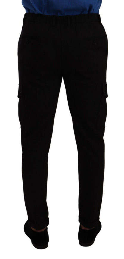 Dolce &amp; Gabbana Svarta Viskos Skinny Cargobyxor