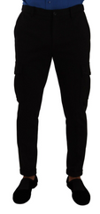Dolce & Gabbana Black Viscose Skinny Cargo Trouser Pants