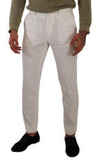 Dolce & Gabbana White Cotton Skinny Corduroy Trouser Pants
