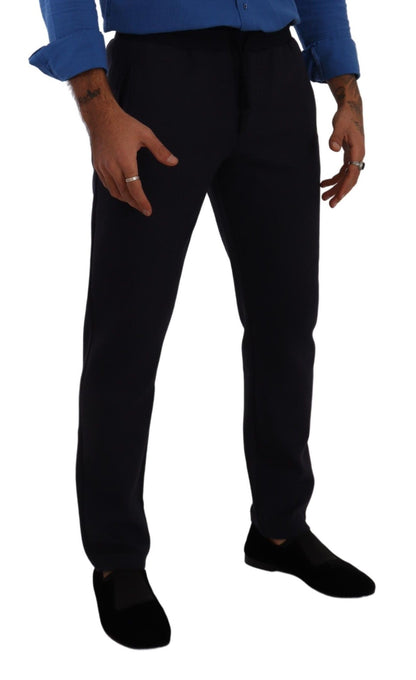 Dolce &amp; Gabbana Blå Bomulls Stretch Joggebukse