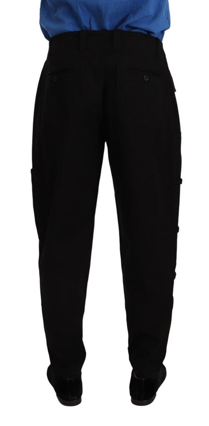 Dolce &amp; Gabbana svarte bomullsstretch-cargobukser med avsmalnende snitt
