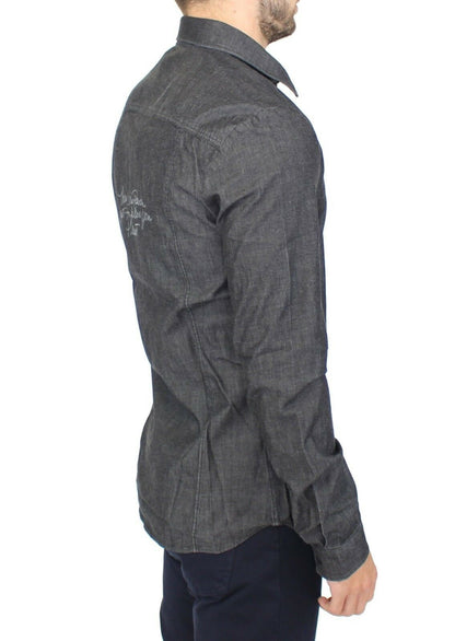 Ermanno Scervino Denim Jeans Bomull Casual Grå Stretchskjorta