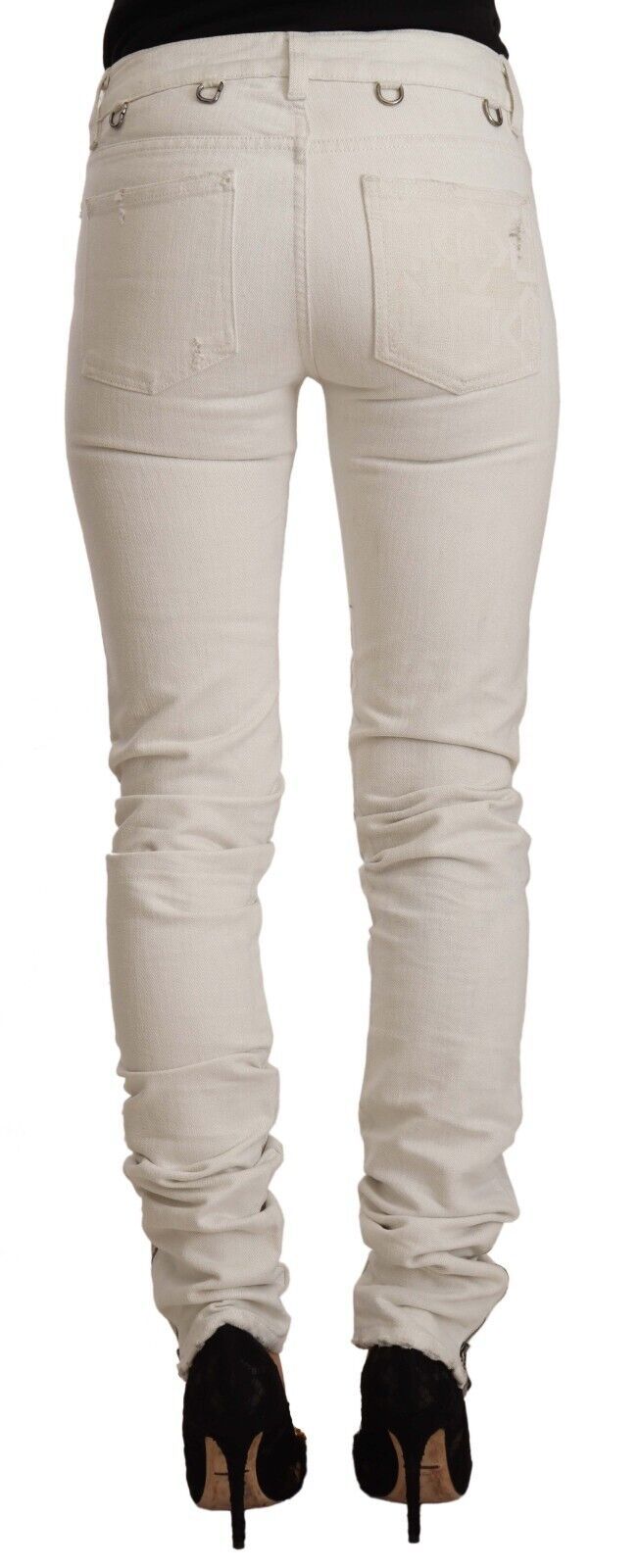 Vita slim fit jeans med medelhög midja i bomullsdenim