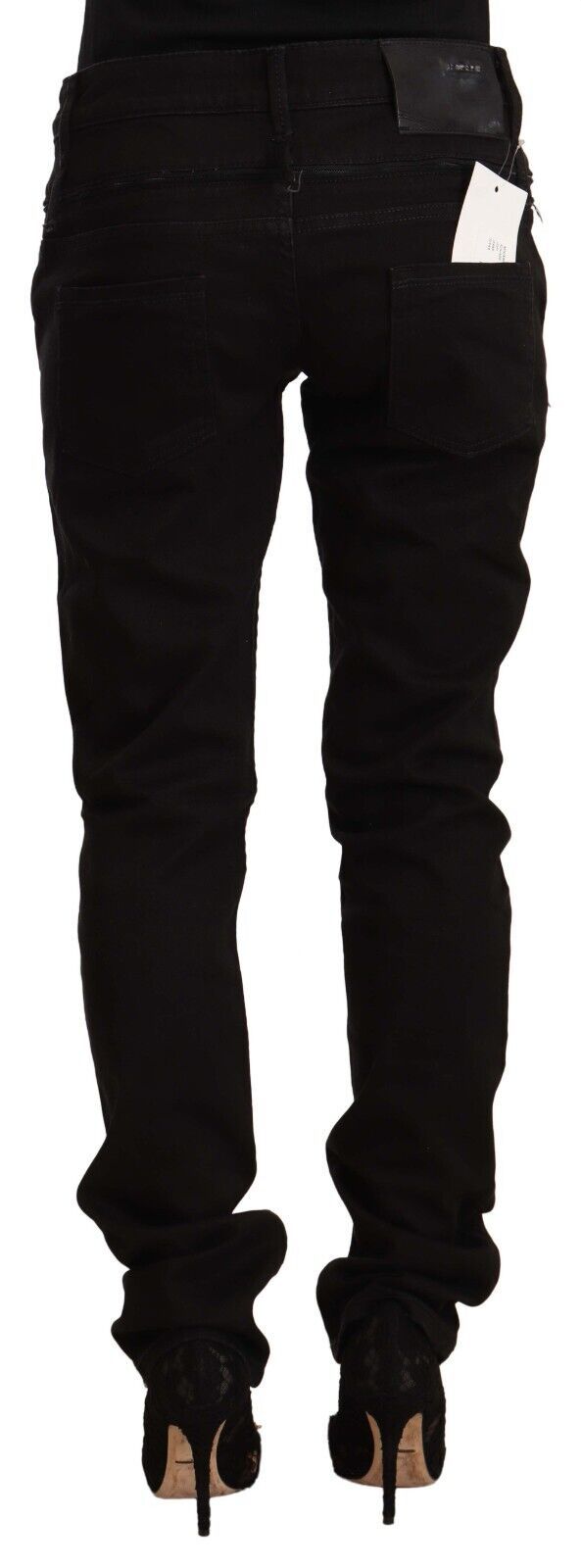 Svarte skinny jeans med lav midje i bomullsstretch og denim