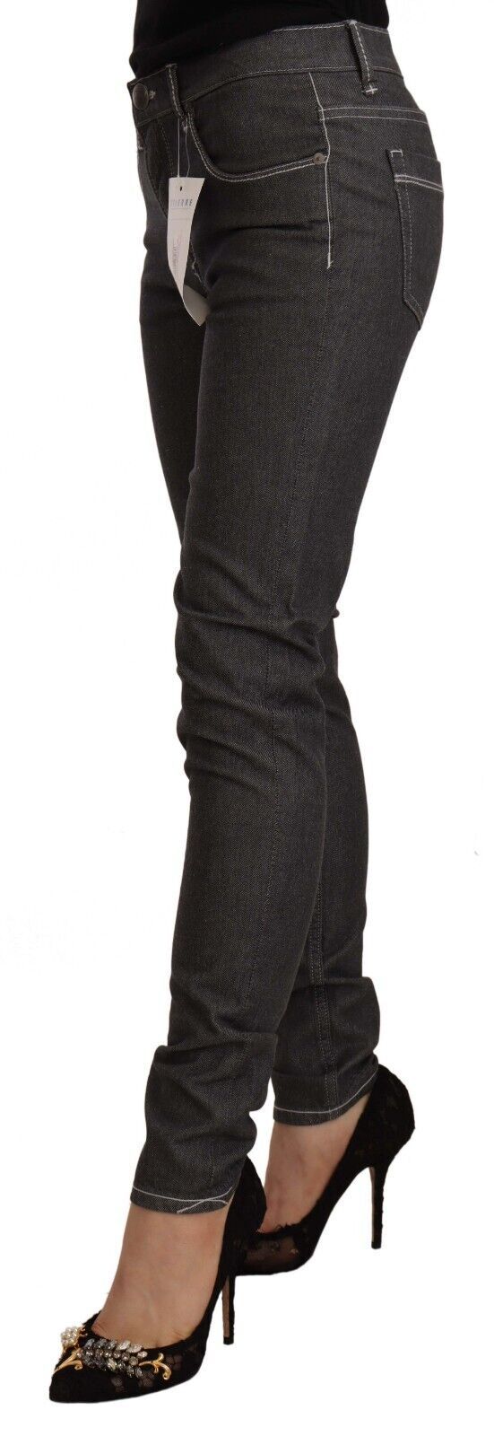 Svarte skinny denimjeans med lav midje og slim fit