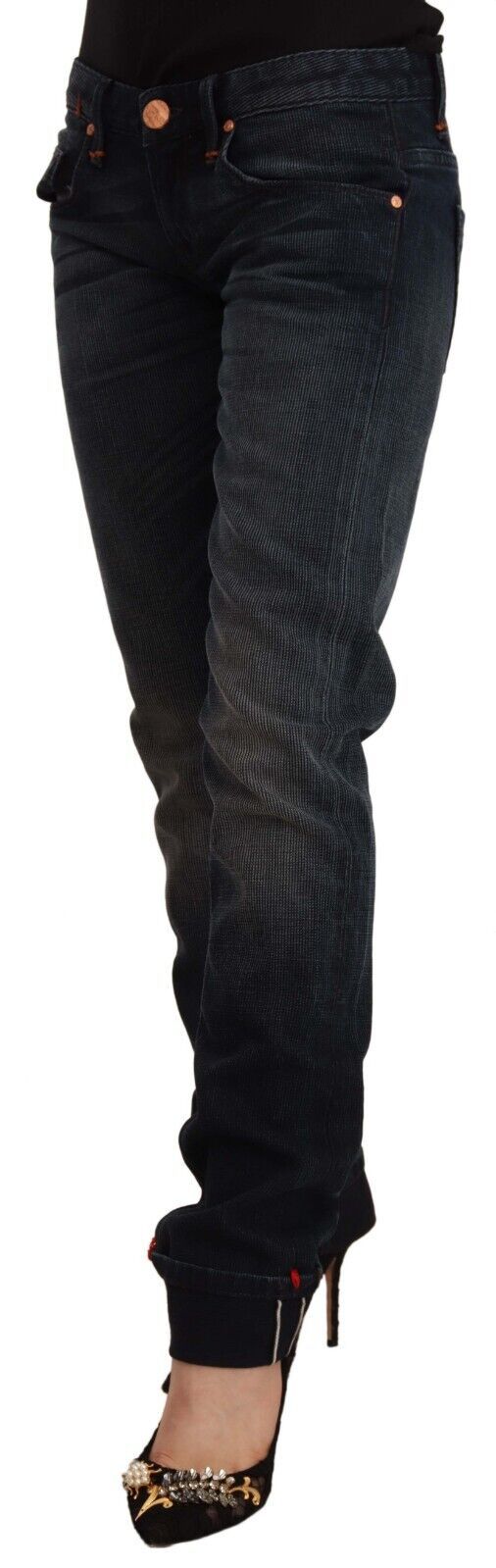 Svarte skinny jeans med lav midje i vasket bomull