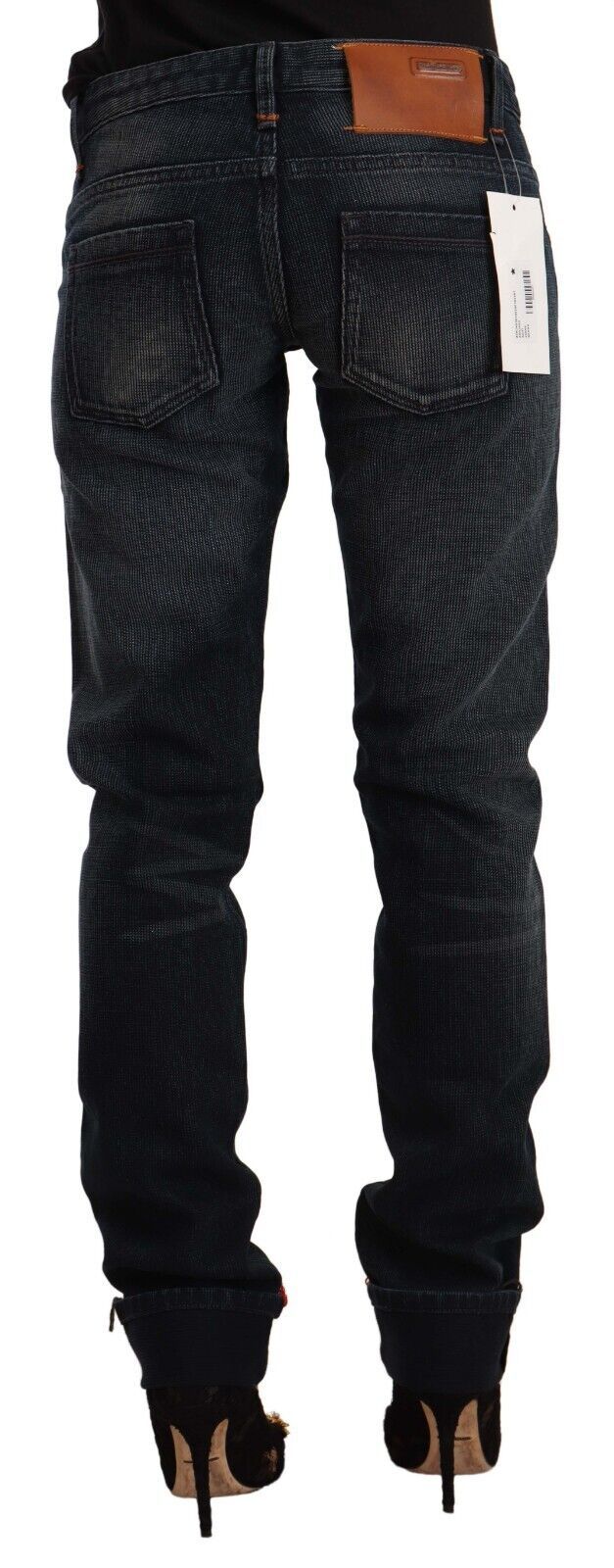 Svarte skinny jeans med lav midje i vasket bomull