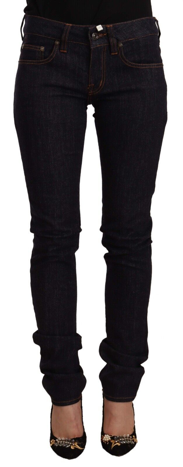 Svarta skinny jeans med medelhög midja i bomullsdenim