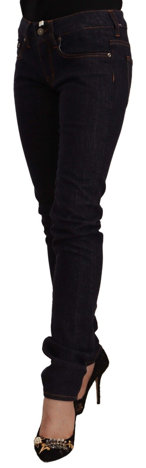 Svarta skinny jeans med medelhög midja i bomullsdenim