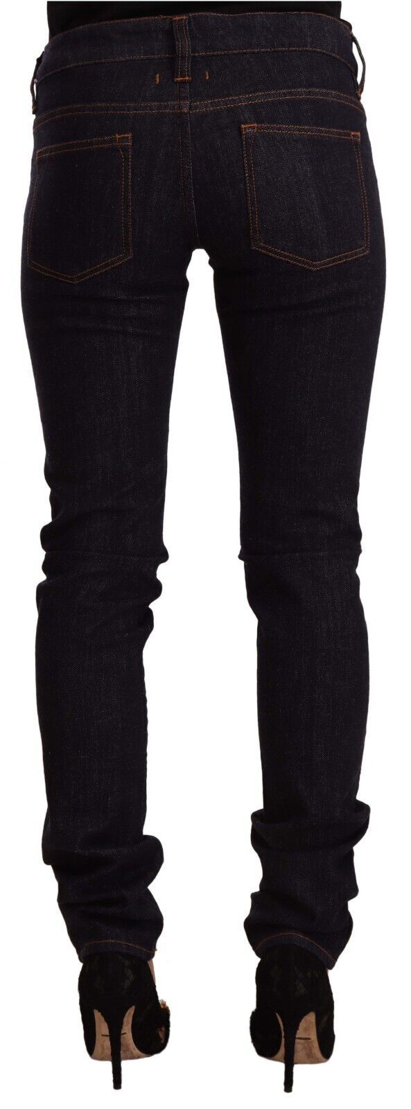 Svarta skinny jeans med medelhög midja i bomullsdenim