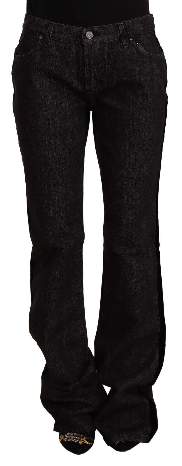 Svarta raka, bootcut-jeans med medelhög midja i bomullsdenim