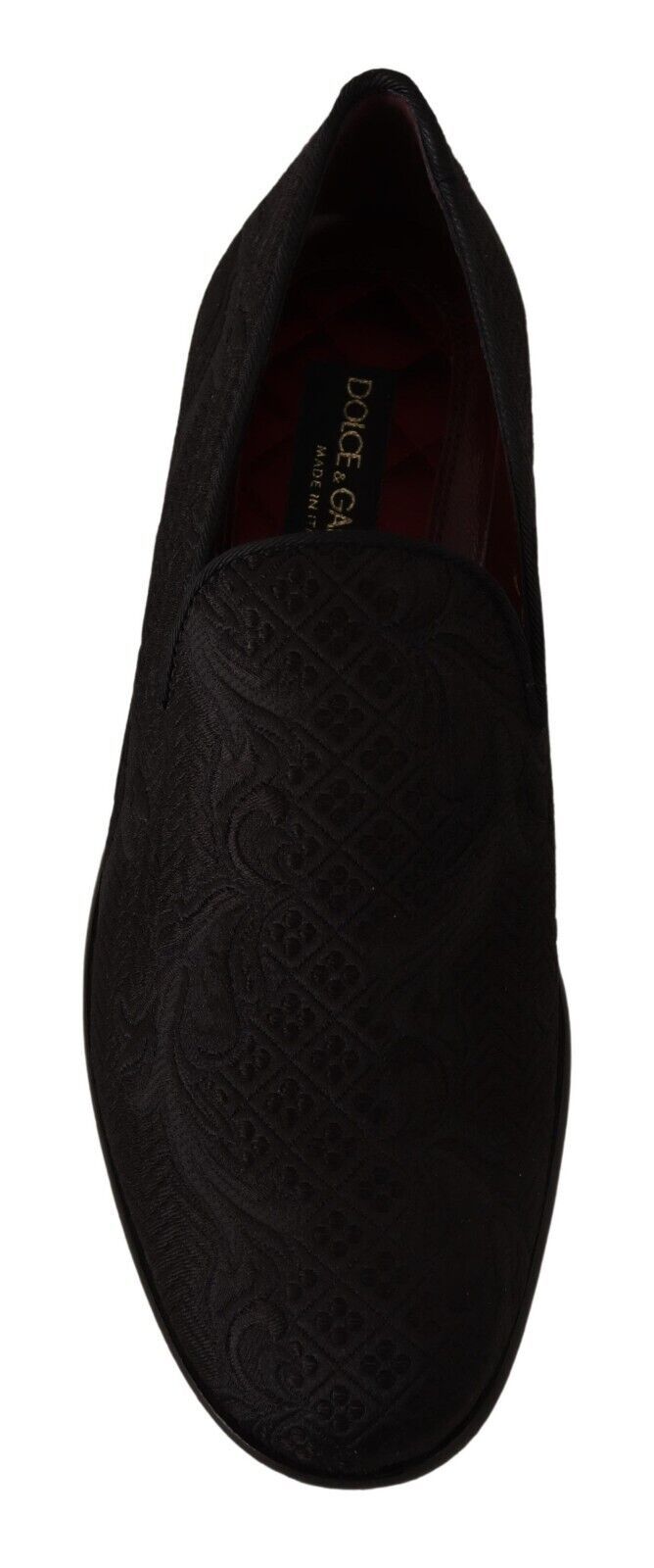Svarta blommiga brokadtofflor Loafers
