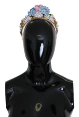 Dolce & Gabbana Gold Crystal Purple Hortensia Headband Crown Diadem
