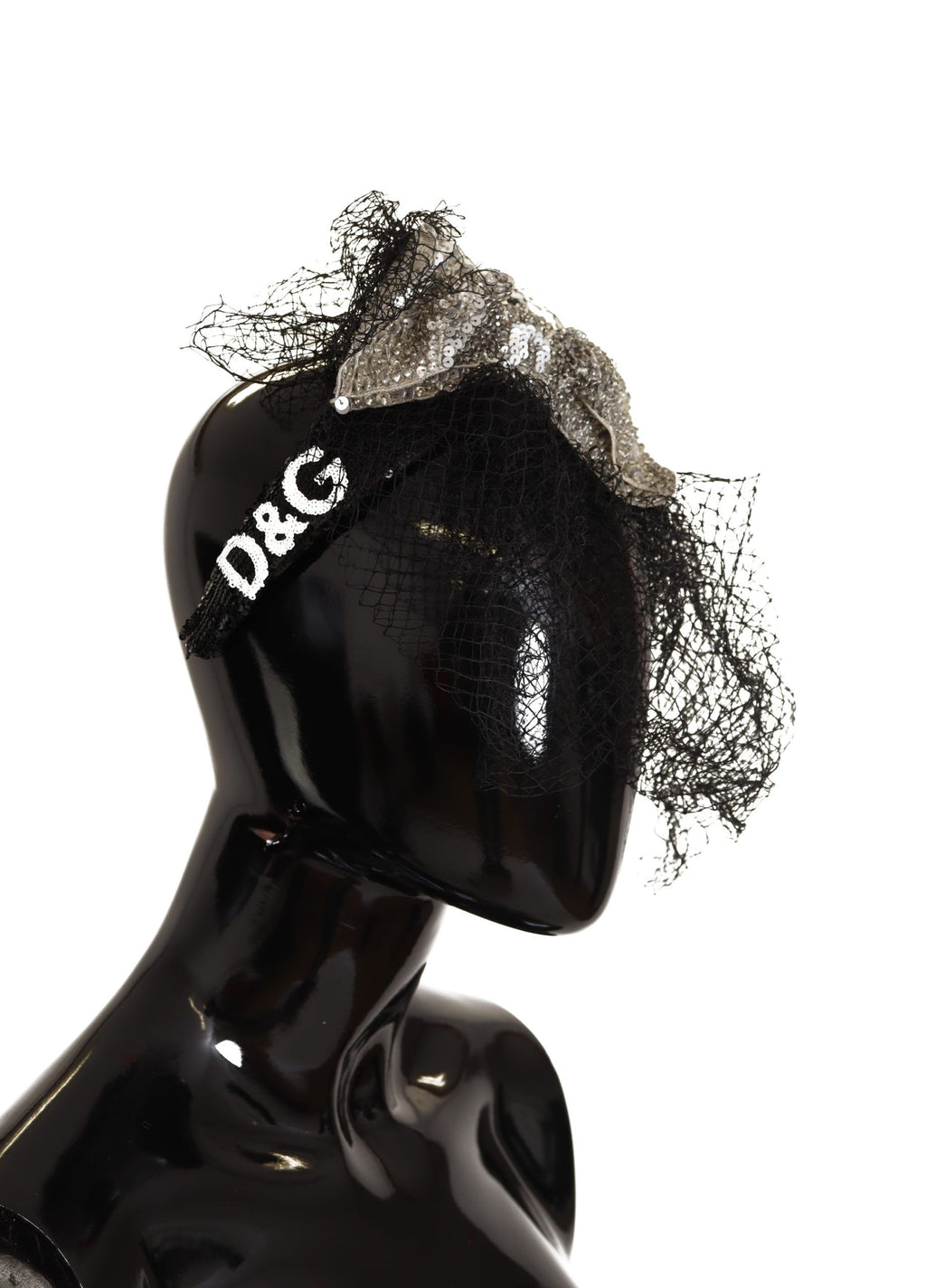 Svart Logo Paljettbesatt Fascinator Diadem Pannebånd