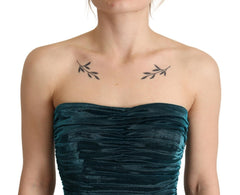 Dolce & Gabbana Turquoise Bustier Bodice Draped Midi Dress