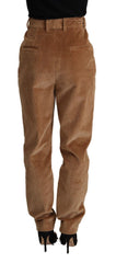 Dolce & Gabbana Brown Cotton Corduroy High Waist Skinny Pants
