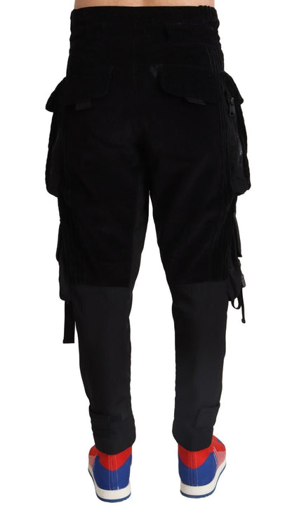 Dolce &amp; Gabbana Svarta Bomulls Skinny Corduroy Cargobyxor