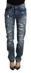 Dolce & Gabbana Blue Distressed Denim BOYFRIEND Skinny Jeans