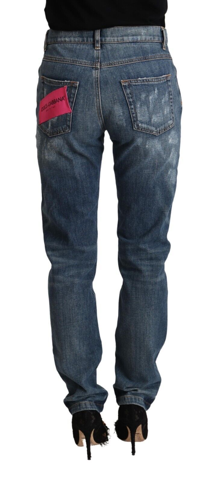 Blå slitna denim BOYFRIEND skinny jeans
