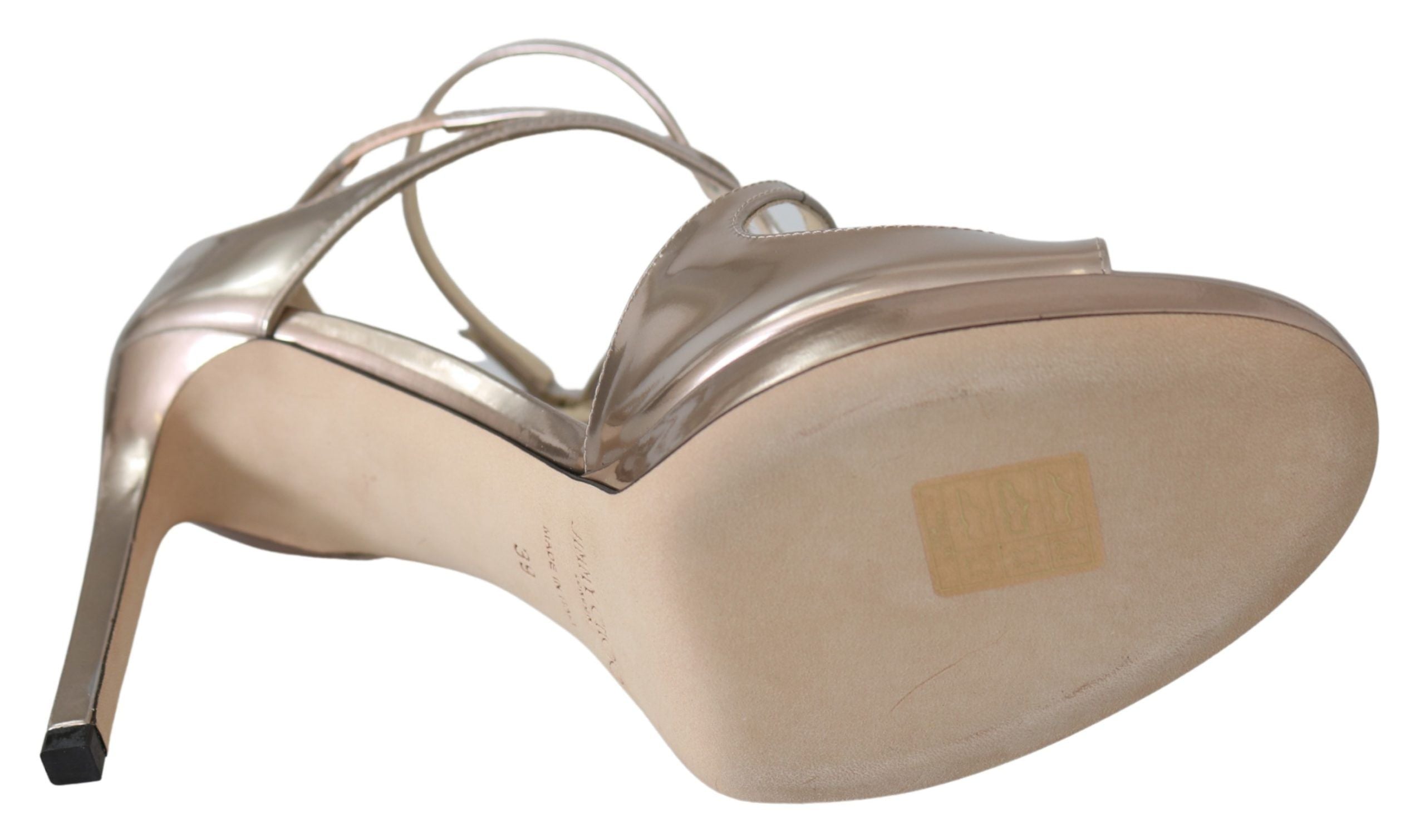 Balettrosa Liquid Mirror Lädersandaler