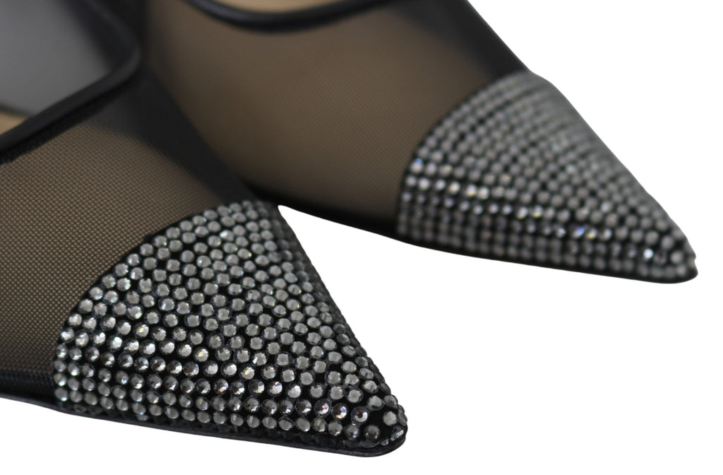 Elegante svarte nettingkrystallpumps