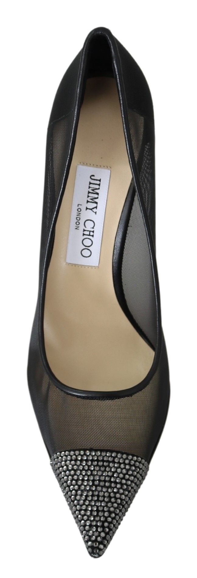 Elegante svarte nettingkrystallpumps