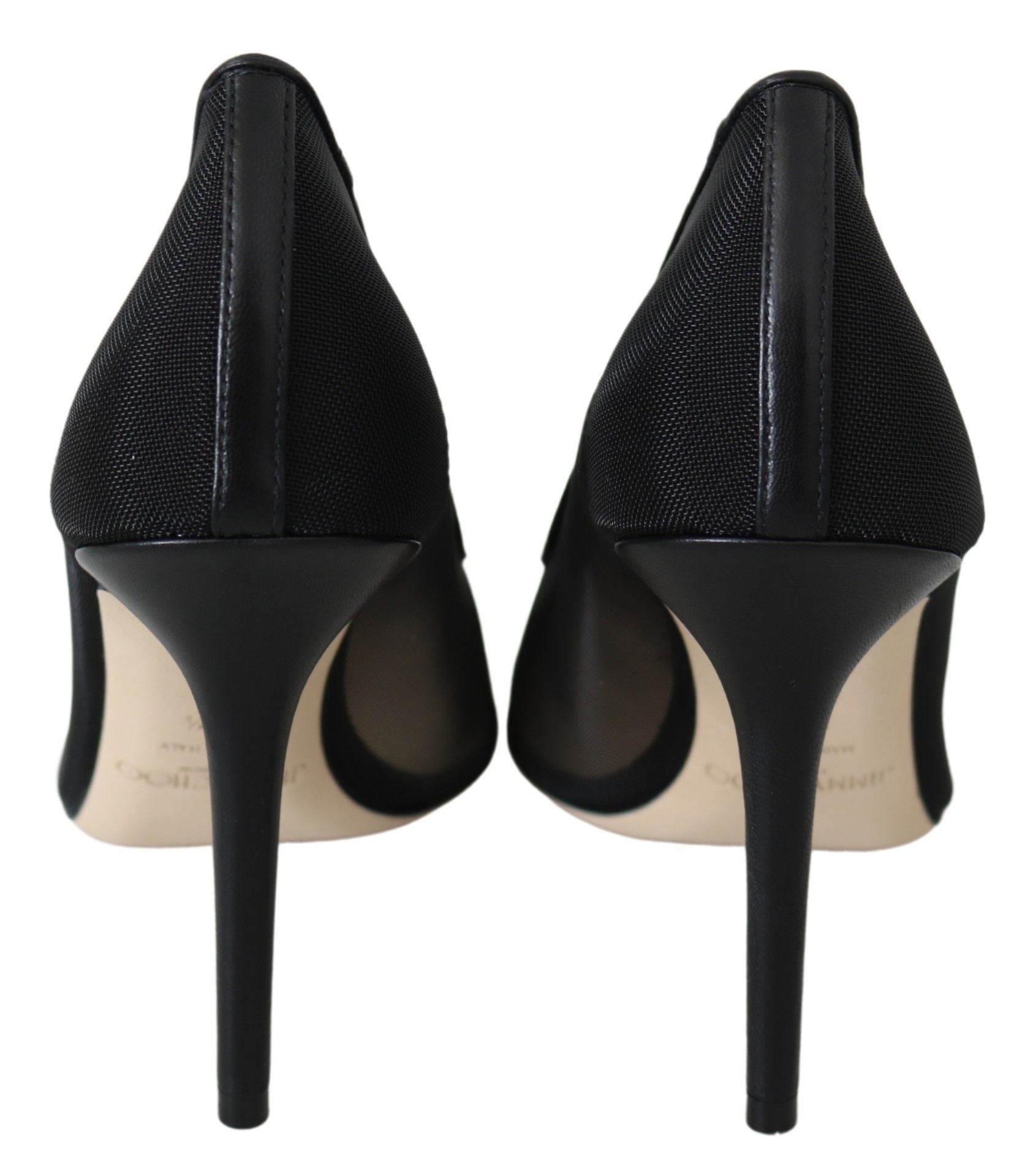 Eleganta svarta pumps i mesh med kristaller
