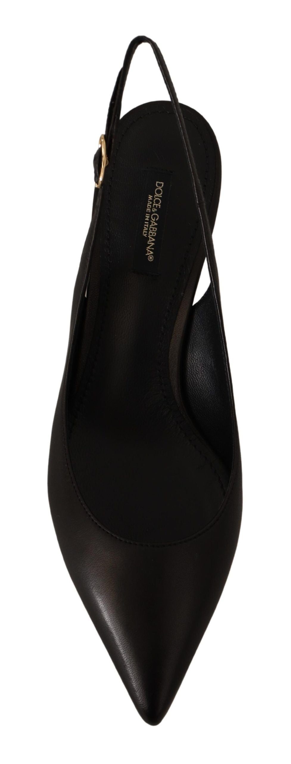 Svarta Läder Slingbacks Klackar Pumps Skor