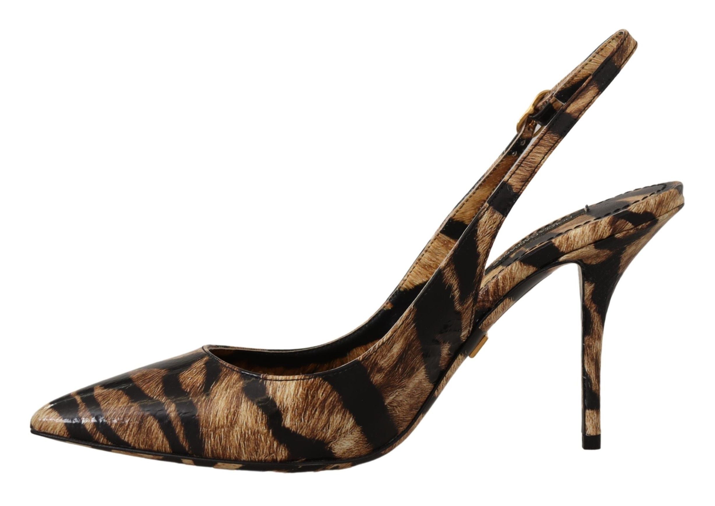 Bruna Slingbacks Läder Tigerskor
