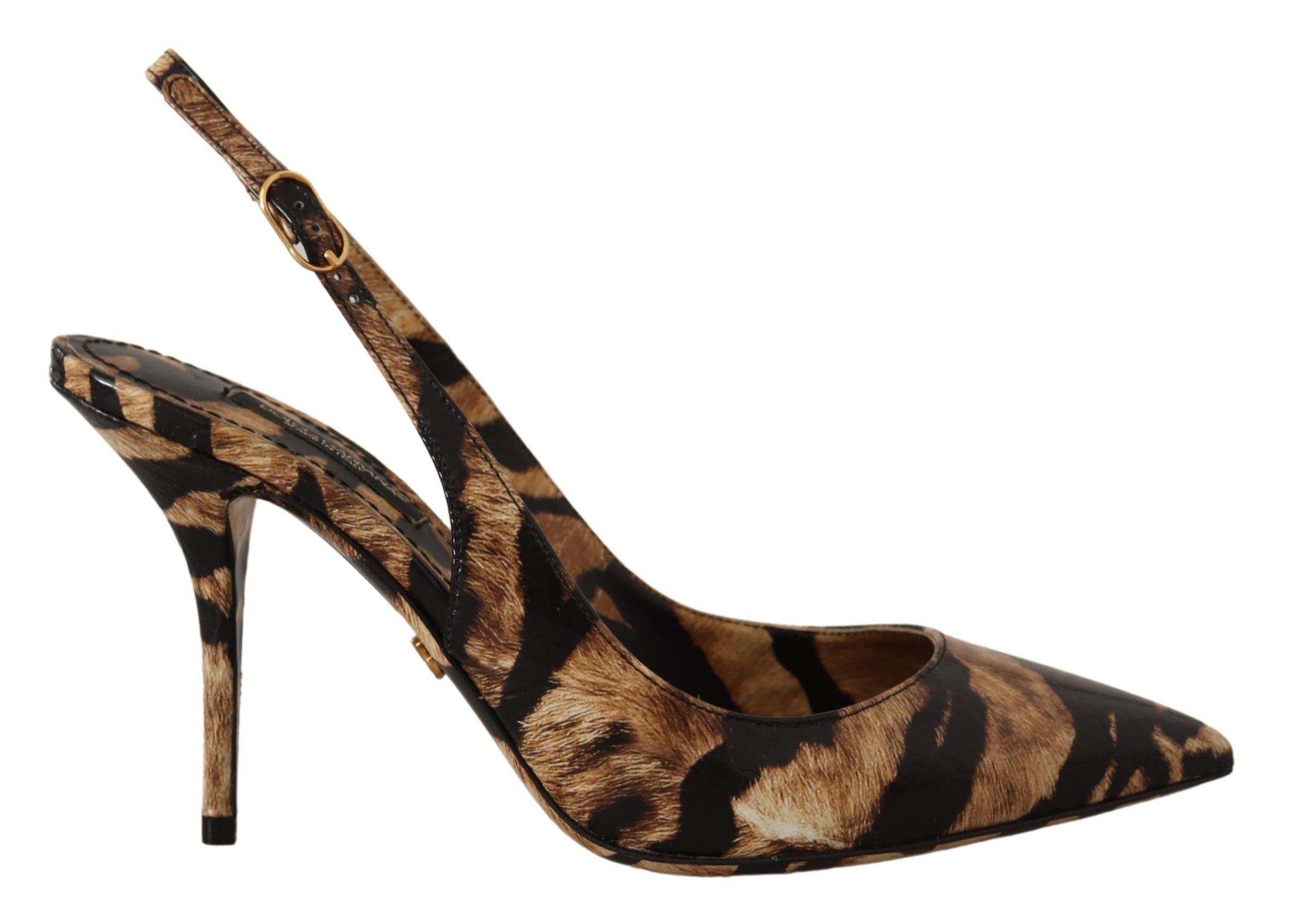 Bruna Slingbacks Läder Tigerskor