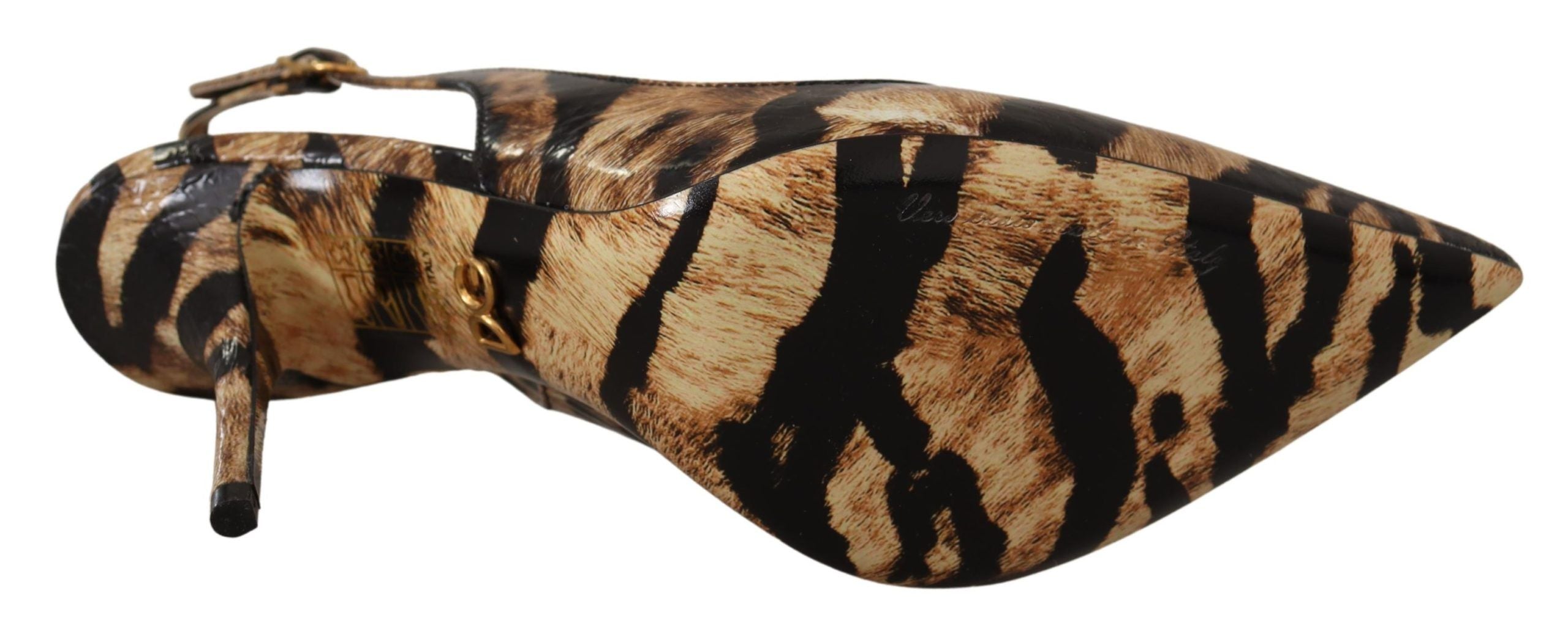 Bruna Slingbacks Läder Tigerskor