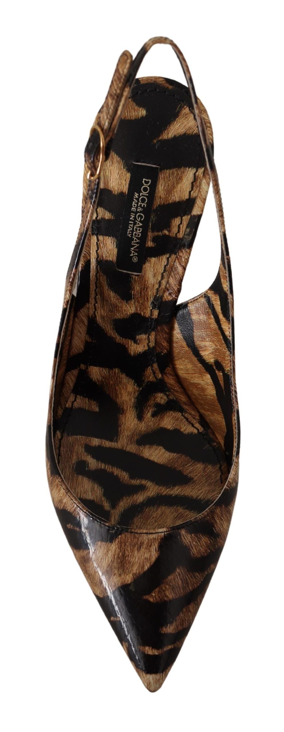 Bruna Slingbacks Läder Tigerskor