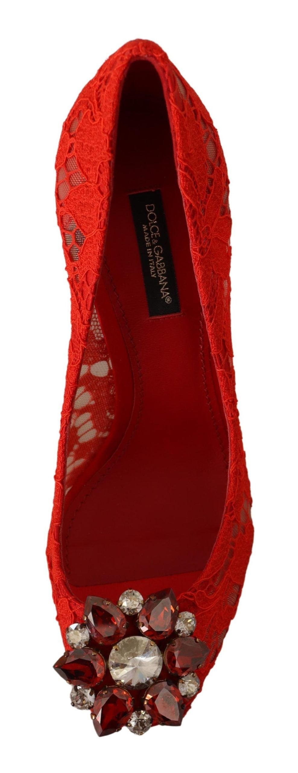 Röda Taormina Spets Kristallklackade Pumps