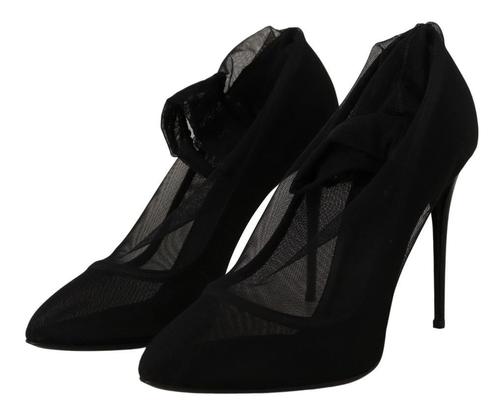 Svarta tyllstövlar med stretch och pumps